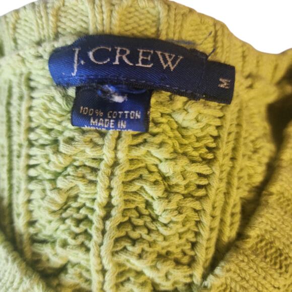 J. Crew Cable Knit Green Sweater V-Neck Women's Medium Heavy - Picture 3 of 3